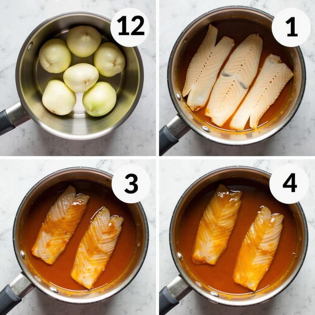 Cá vược kho riềng các bước kho cá chi tiết, cá chín vàng đều, nước sốt sánh mịn