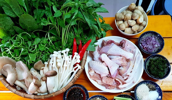 Nguyên liệu nấu lẩu gà miền Bắc