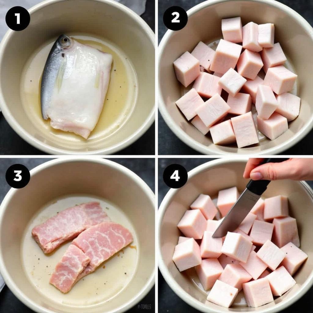 Sơ chế cá và thịt ba chỉ cho món kho thơm ngon, đậm đà