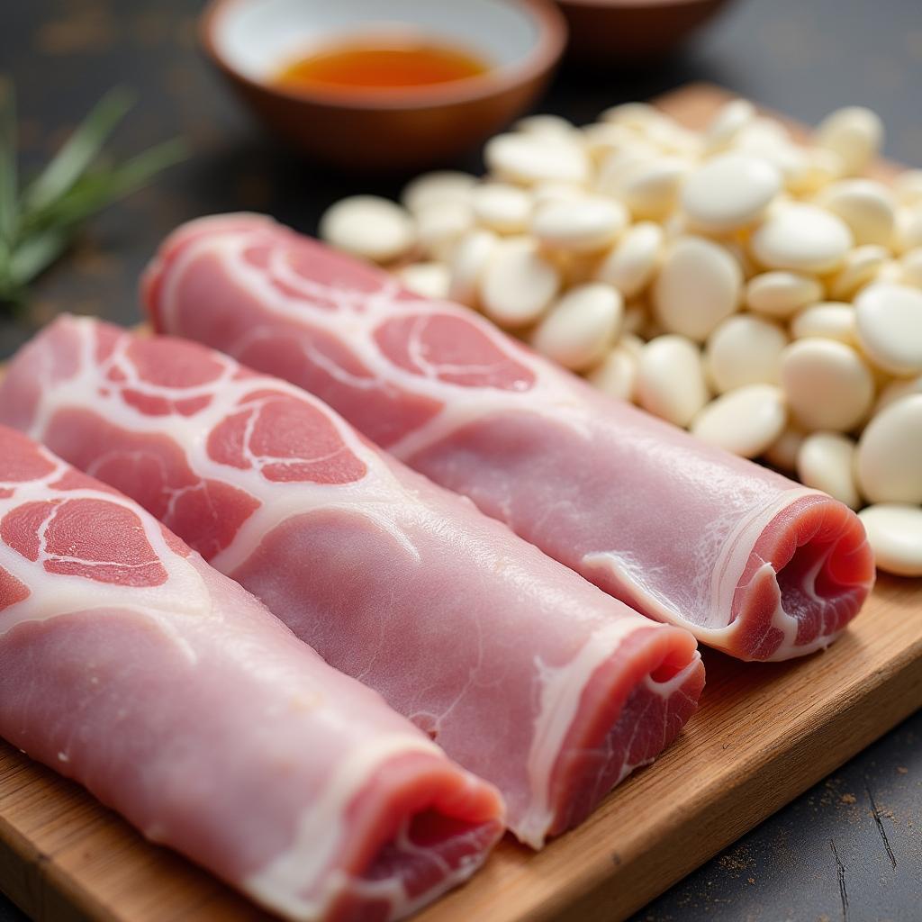 Thịt lợn hầm hạt sen nguyên liệu tươi ngon được lựa chọn kỹ càng