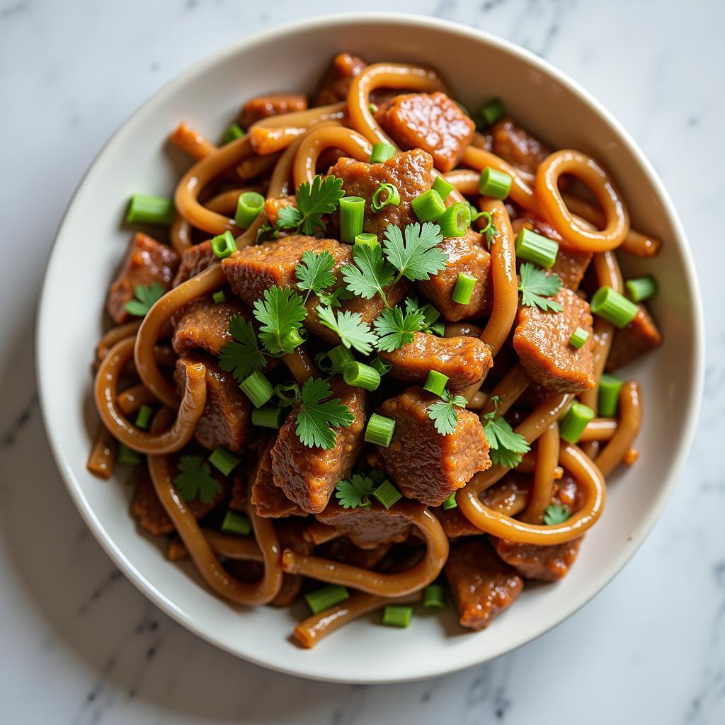 Thịt trâu xào măng trúc thành phẩm thơm ngon, hấp dẫn