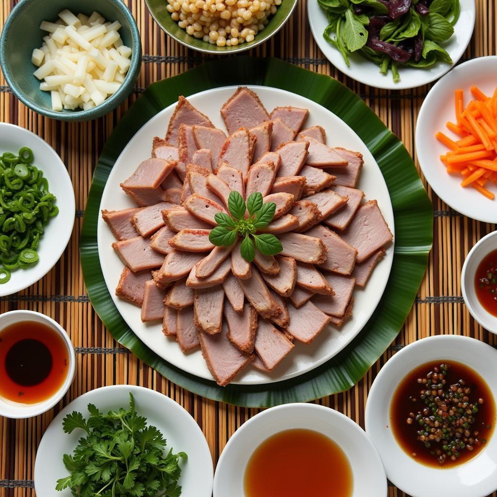 Trình bày thịt luộc đẹp mắt trên mâm cơm truyền thống của người Việt